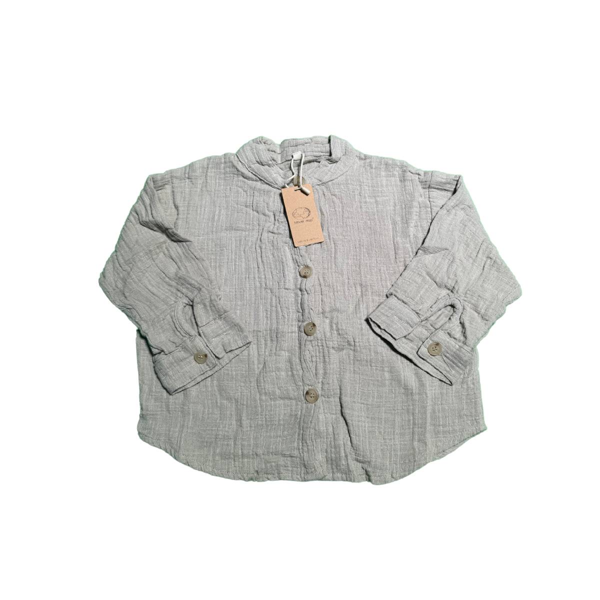 POLERA RETRO DE ALGODON Y LINO 90 CM GRIS - 1