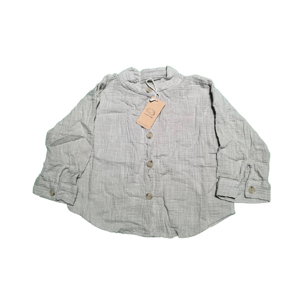 POLERA RETRO DE ALGODON Y LINO 90 CM GRIS - 2