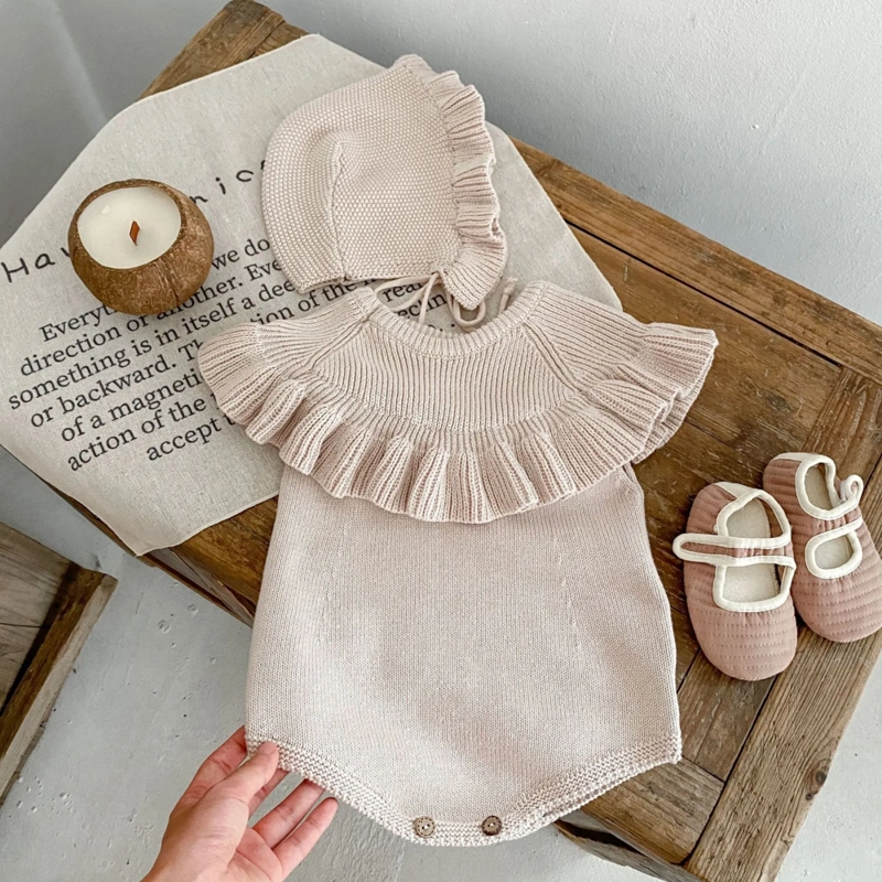 BODY DE ALGODON PARA BEBE TEJIDO A MANO 73 CM BEIGE - 4