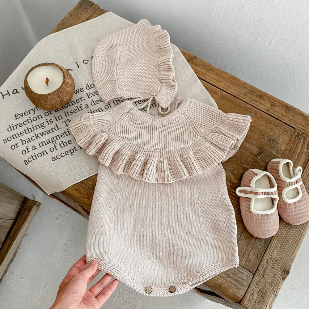 BODY DE ALGODON PARA BEBE TEJIDO A MANO 73 CM BEIGE - 4