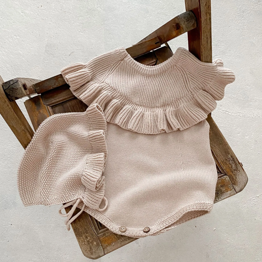 BODY DE ALGODON PARA BEBE TEJIDO A MANO 73 CM BEIGE - 5