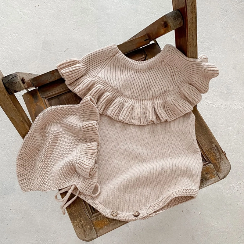BODY DE ALGODON PARA BEBE TEJIDO A MANO 66 CM BEIGE - 5
