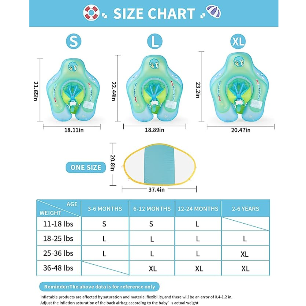 FLOTADOR CELESTE TALLA L NATACIÓN BEBÉ INFLABLE - 4