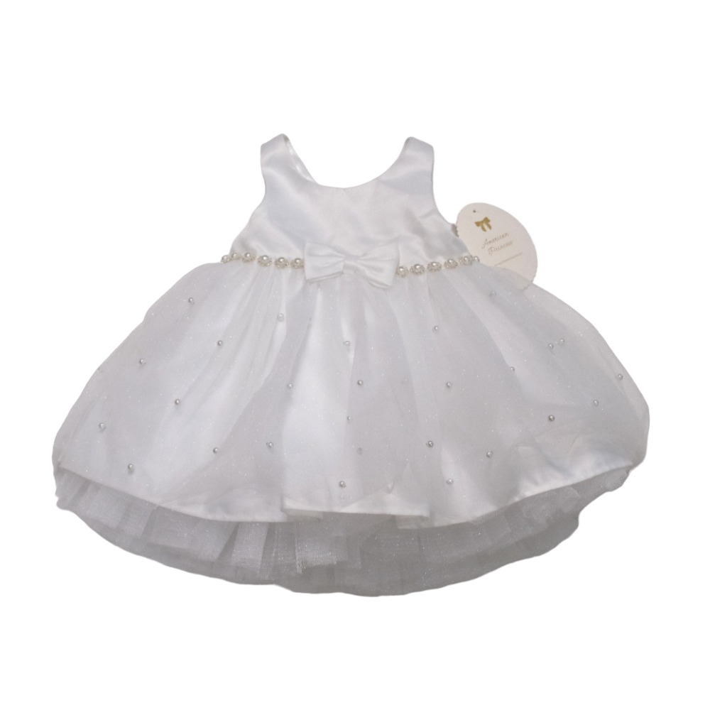 VESTIDO NIÑA AMERICAN PRINCESS BLANCO TUL Y PERLAS 18 MESES - 1