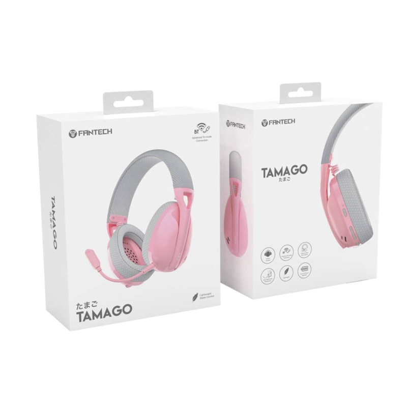 AUDÍFONOS GAMER FANTECH HEADSET TAMAGO WHG01 BLUETOOTH ROSA - 4