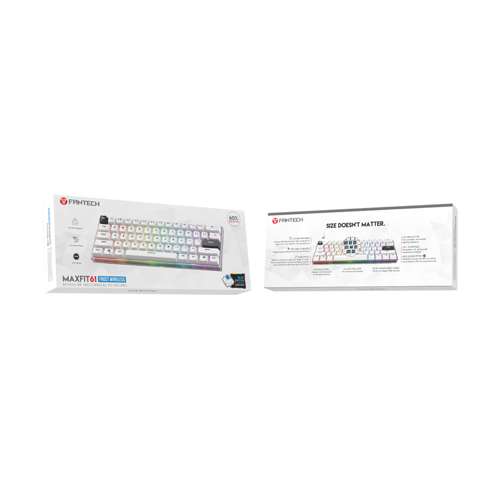 TECLADO GAMER WINDOWS FANTECH MAXFIT 61 MK857 WHITE WIRELESS SW BLUE - 6