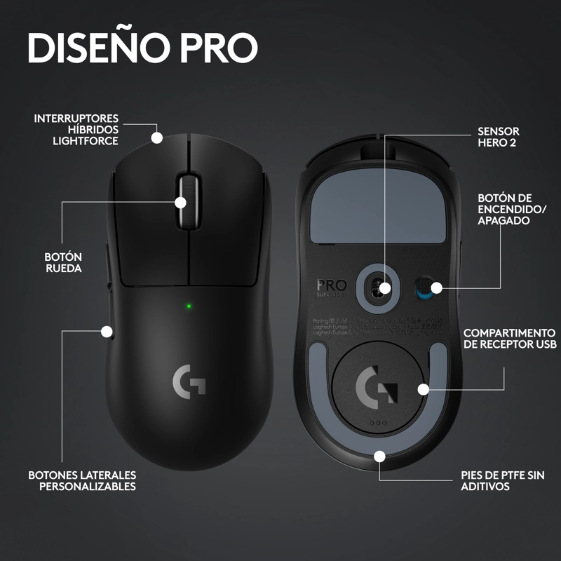 MOUSE GAMER LOGITECH PRO X SUPERLIGHT 2 LIGHTSPEED NEGRO - 5