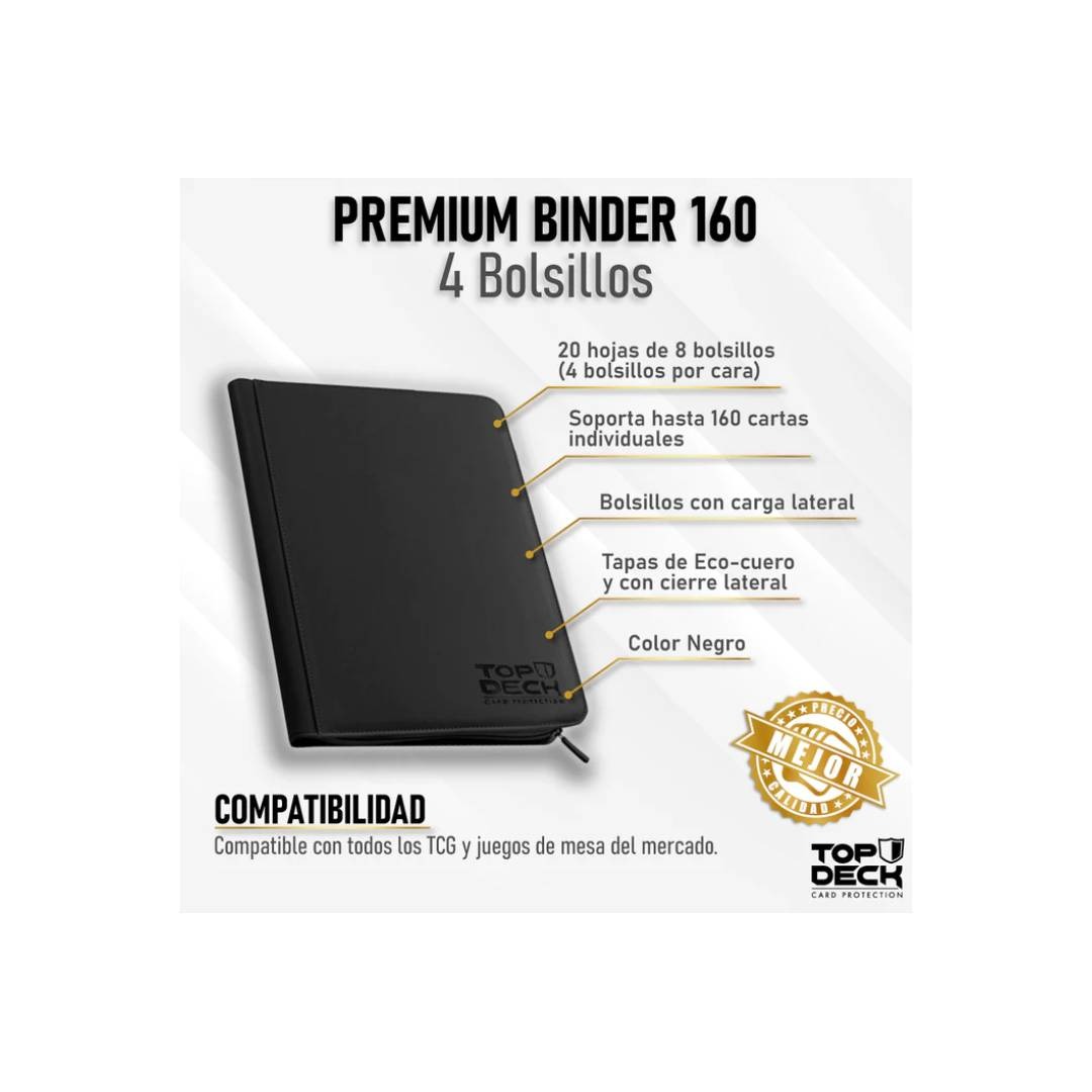 CARPETA TOPDECK ECO CUERO 4 BOLSILLOS 160 CARTAS NEGRO - 2