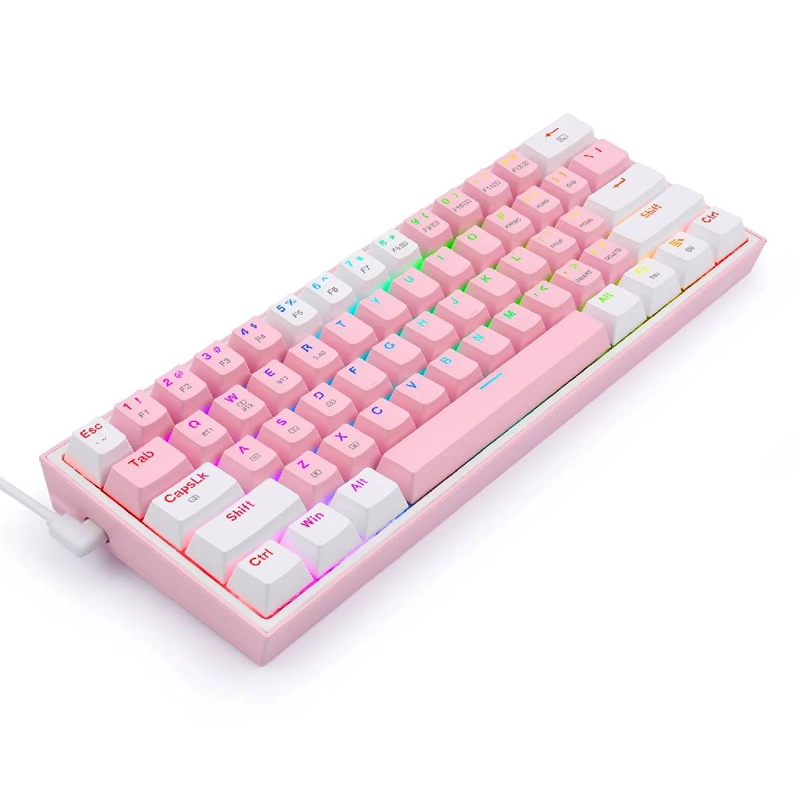 TECLADO GAMER REDRAGON K616 FIZZ RGB PRO ROSA Y BLANCO - 2