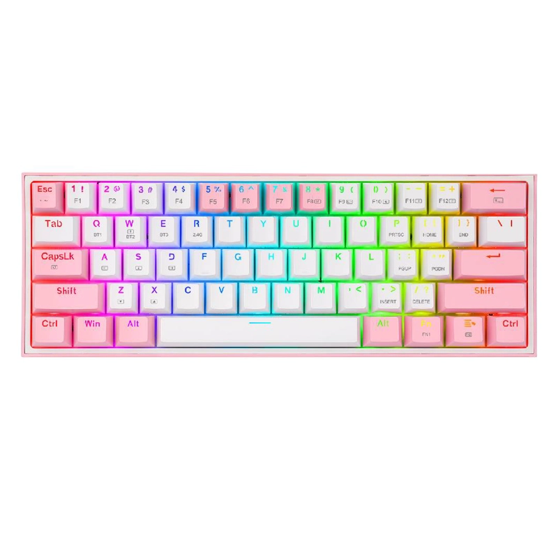 TECLADO REDRAGON FIZZ PRO WHITE-PINK RED SWITCH - 1