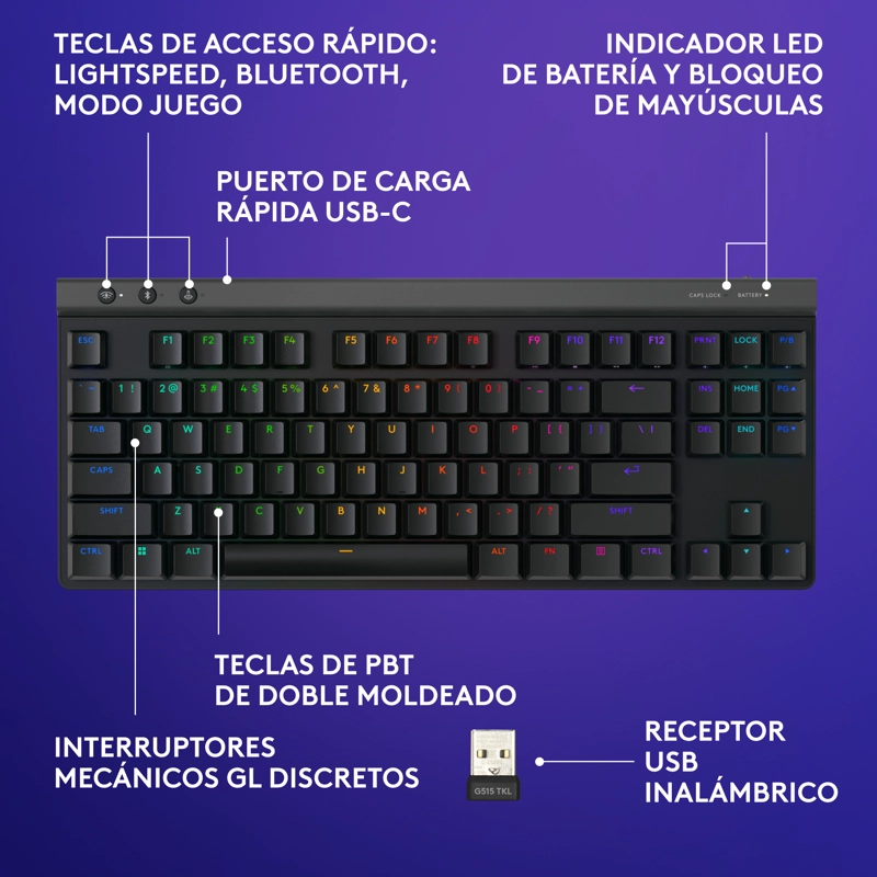 TECLADO LOGITECH G G515 TKL BLACK - 3