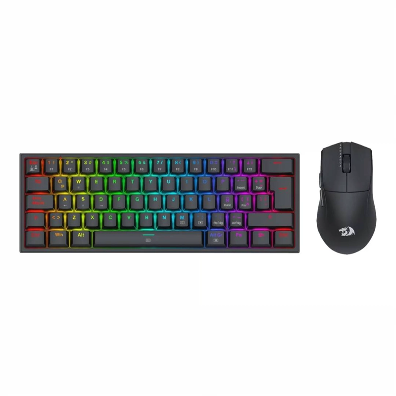 COMBO REDRAGON TECLADO + MOUSE K617RGB SP + M724 NEGRO S143 - 1
