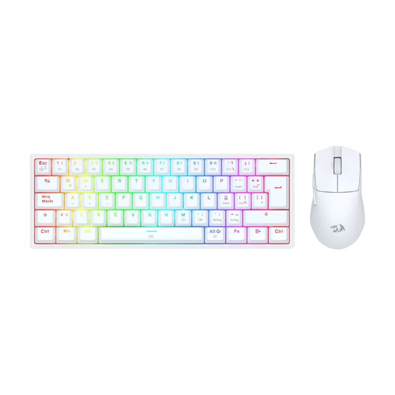COMBO REDRAGON TECLADO + MOUSE K617RGB SP M724 BLANCO S143W - 1