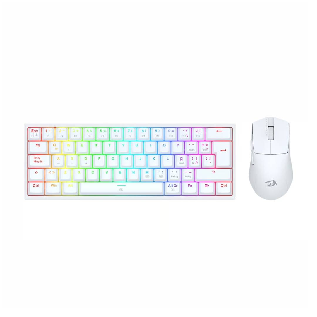 COMBO REDRAGON TECLADO + MOUSE K617RGB SP M724 BLANCO S143W - 1