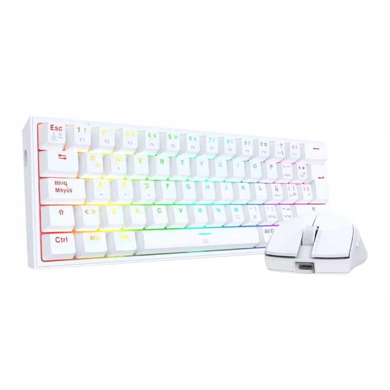 COMBO REDRAGON TECLADO + MOUSE K617RGB SP M724 BLANCO S143W - 3