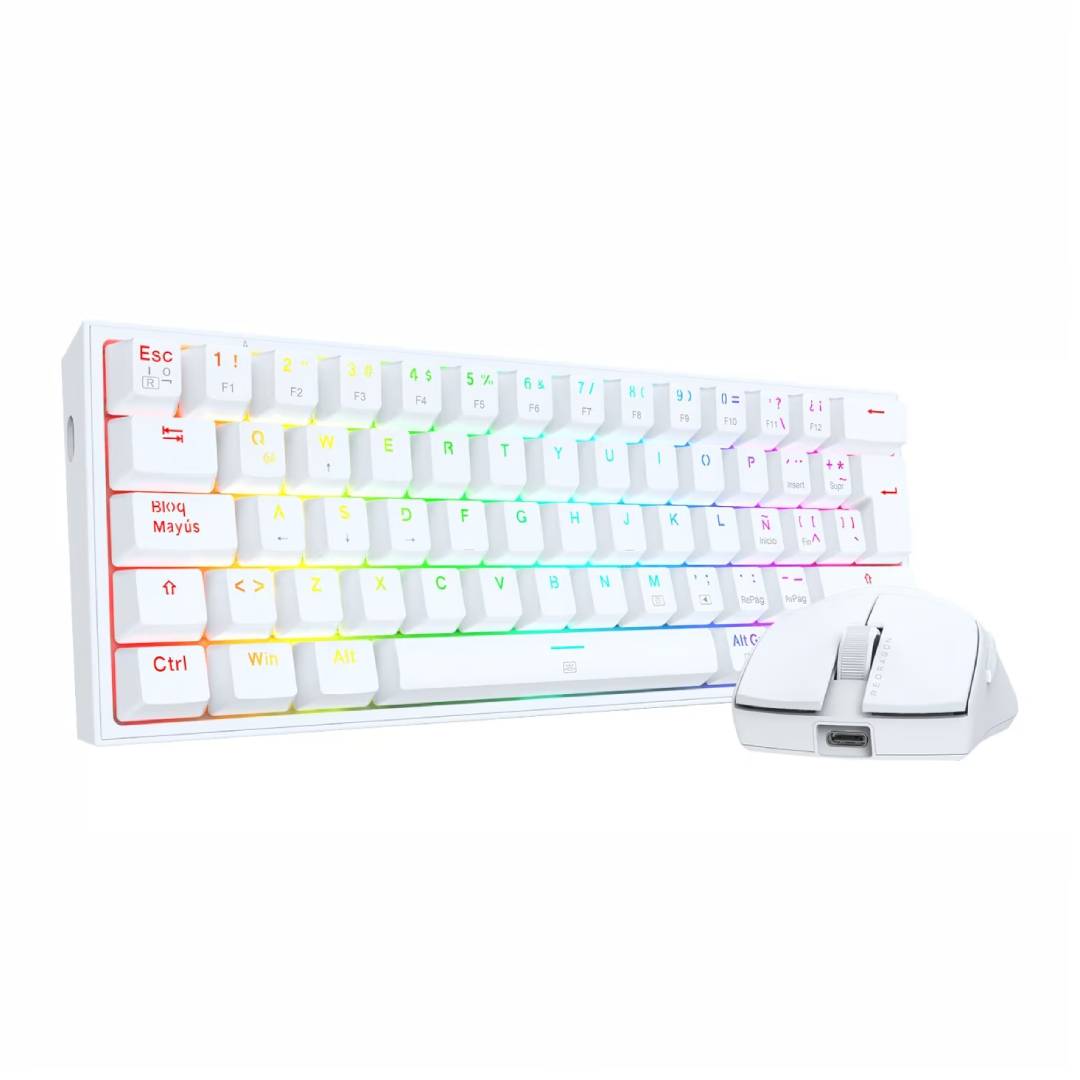 COMBO REDRAGON TECLADO + MOUSE K617RGB SP M724 BLANCO S143W - 3