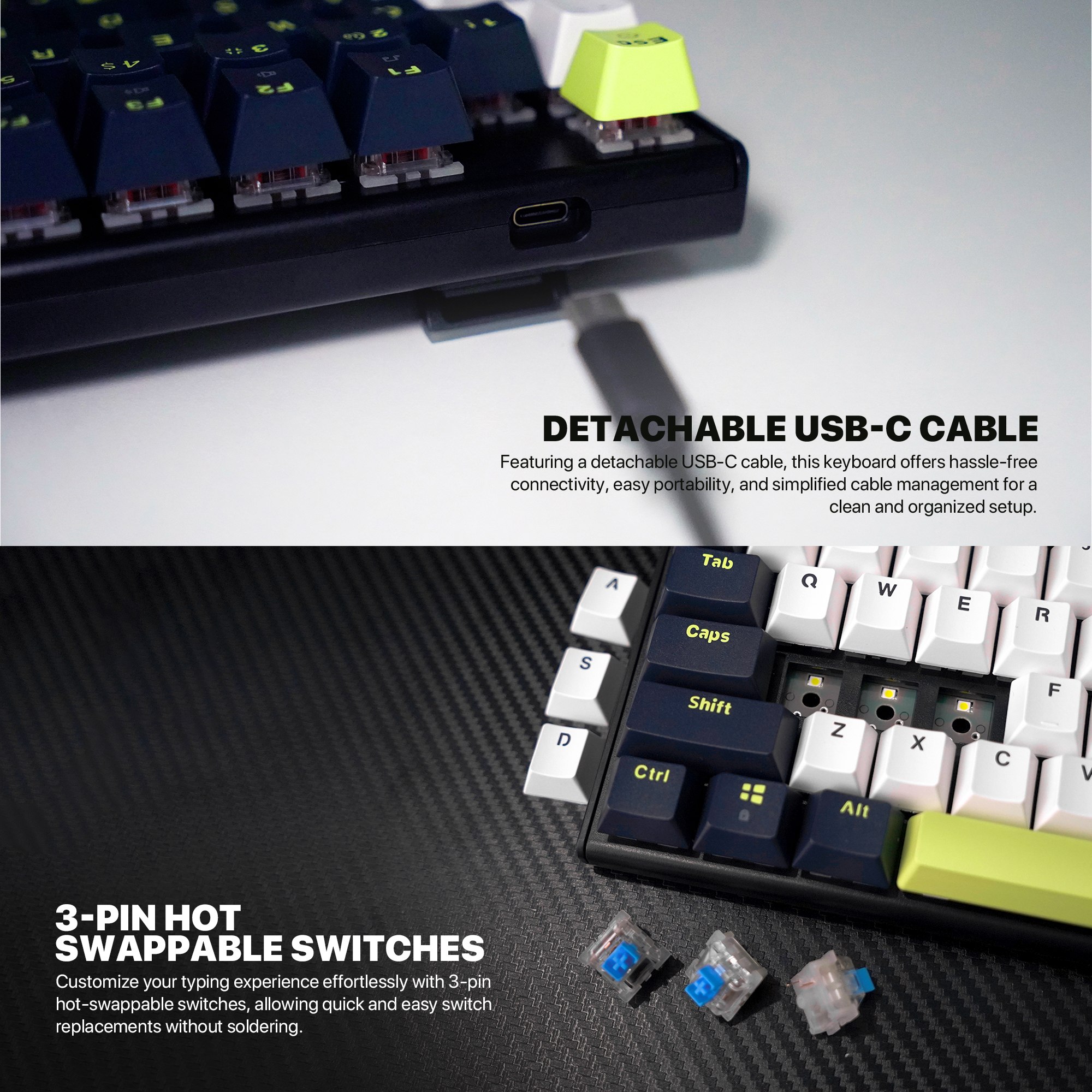 TECLADO FANTECH MK877S ATOM87S MORI WHITE (SWITCH BLUE) - 8