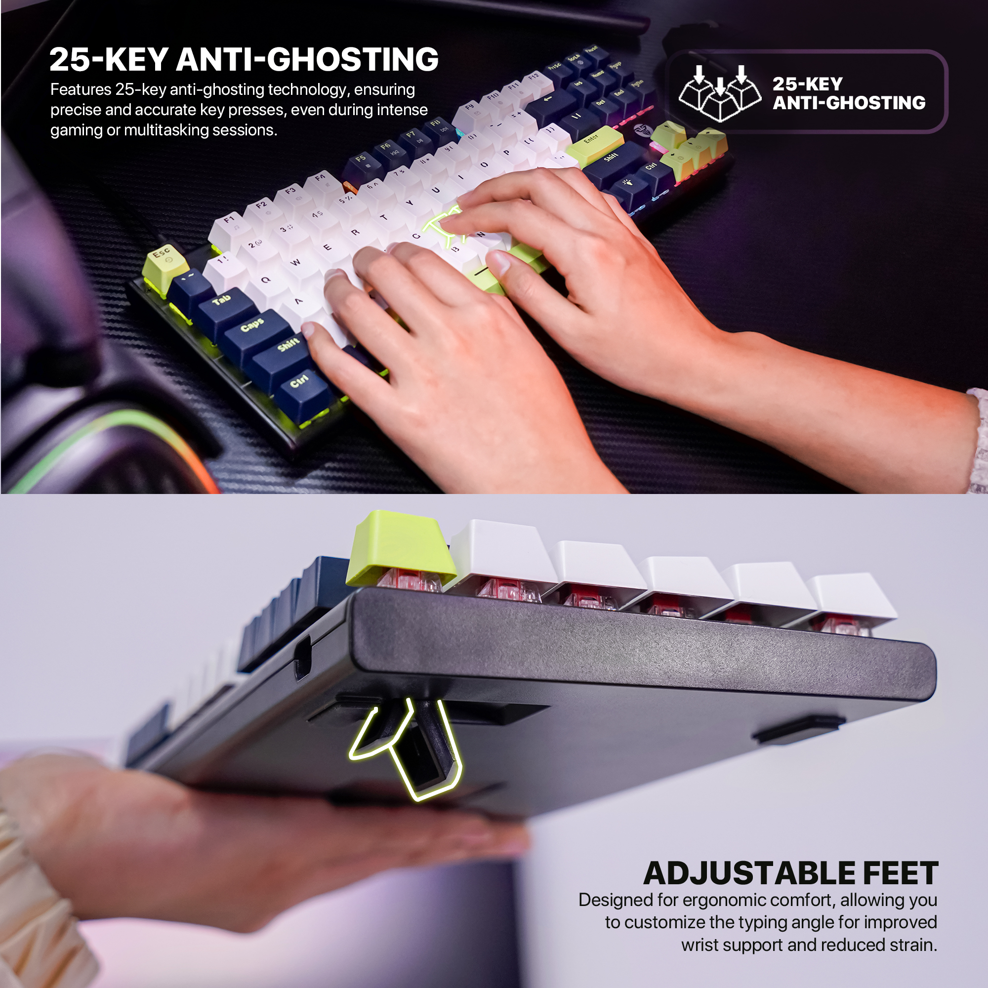 TECLADO FANTECH MK877S ATOM87S MORI WHITE (SWITCH BLUE) - 9
