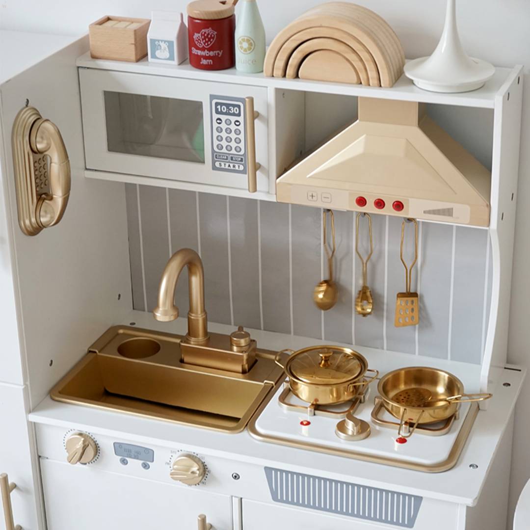 COCINA DE MADERA PARA NIÑOS, INTERACTIVA, INCLUYE ACCESORIOS - 5