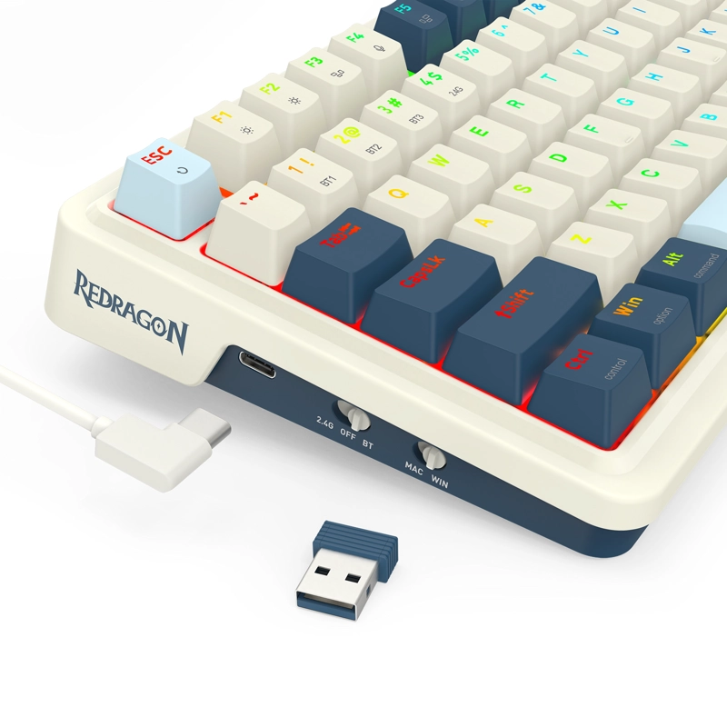 TECLADO REDRAGON EISA PRO K686SP-RGB-PRO-SP BLANCO Y AZUL - 3