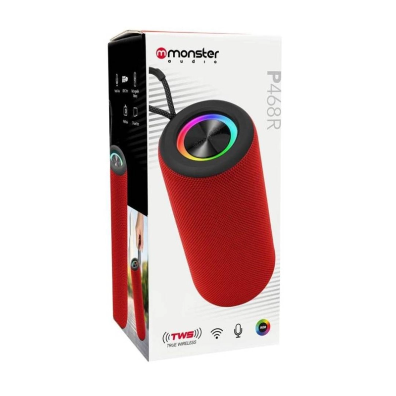 PARLANTE BLUETOOTH MONSTER AUDIO P468R ROJO - 3