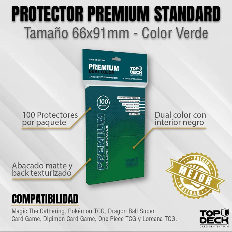 PROTECTORES PREMIUM DUAL COLOR STANDARD VERDE (66X91MM) - 2