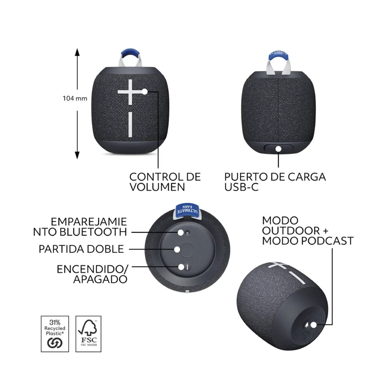 PARLANTE LOGITECH WONDERBOOM 4 BLACK - 4