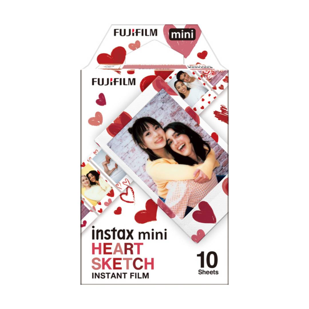 PACK DE 10 FILM INSTAX MINI, DISEÑO HEART SKETCH - 1