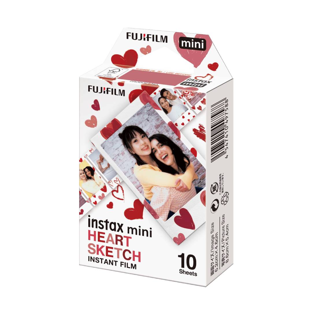 PACK DE 10 FILM INSTAX MINI, DISEÑO HEART SKETCH - 2
