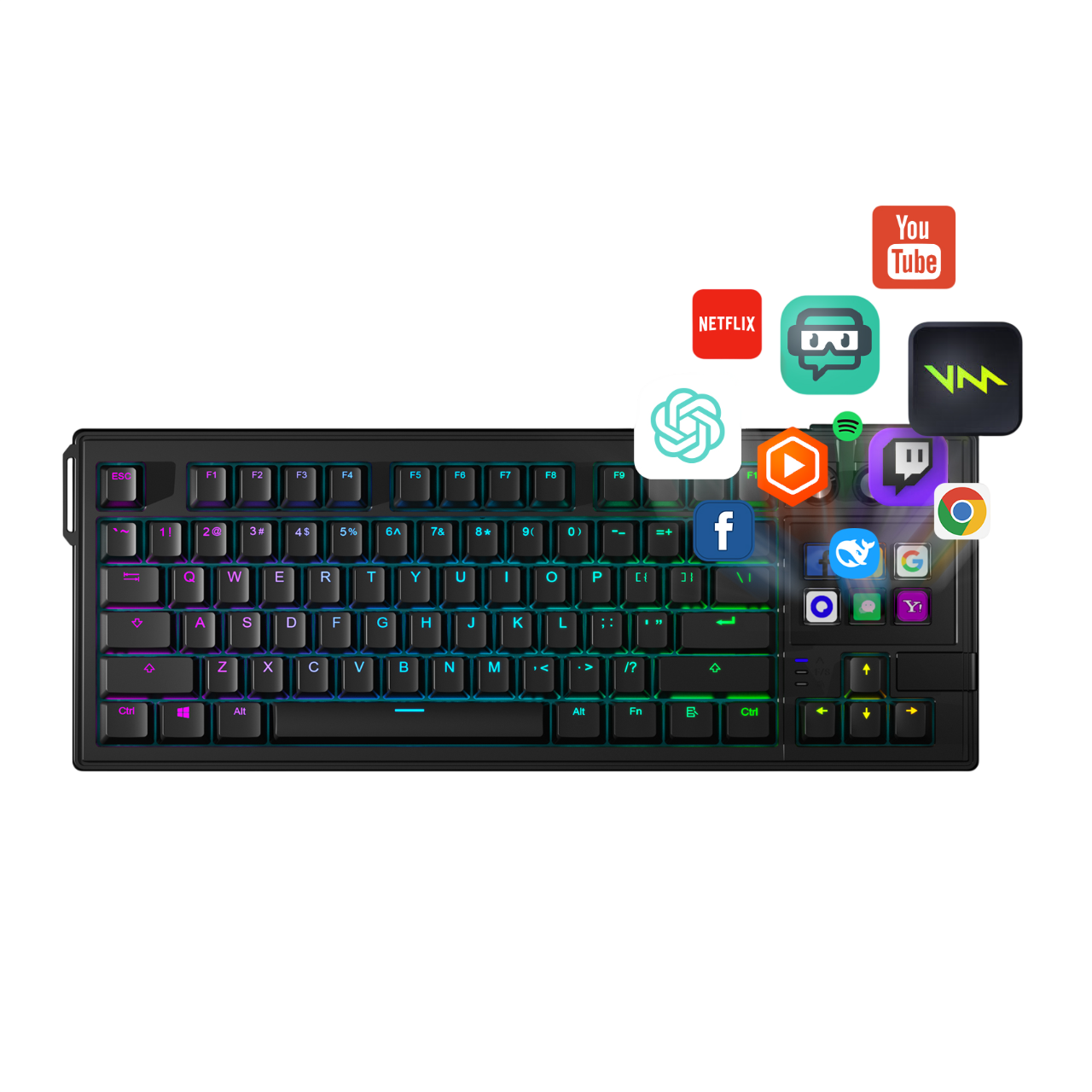 TECLADO EXODIA MANTRA K1 CON STREAMDECK NEGRO SW RED RGB - 2