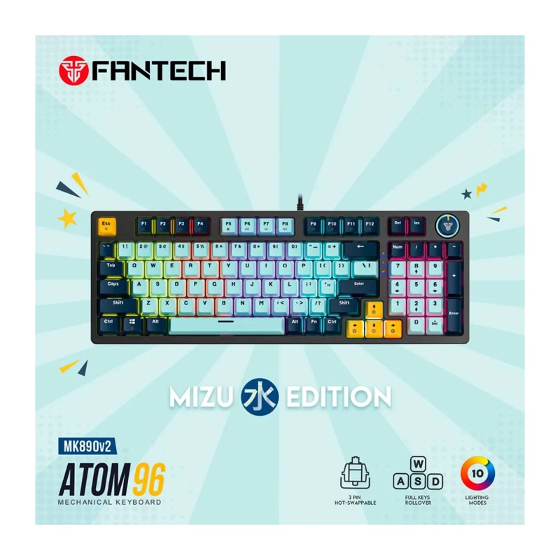 TECLADO FANTECH MK890V2 ATOM96 MIZU SKYBLUE (SWITCH ROSIE) - 4