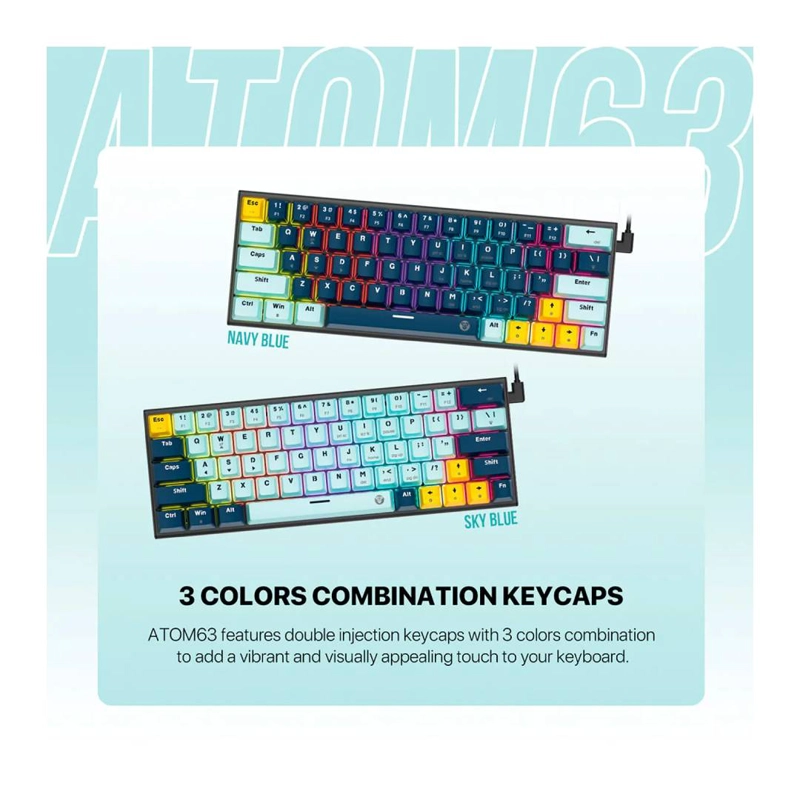 TECLADO FANTECH MK874V2 ATOM63 MIZU SKYBLUE (SWITCH ROSIE) - 4