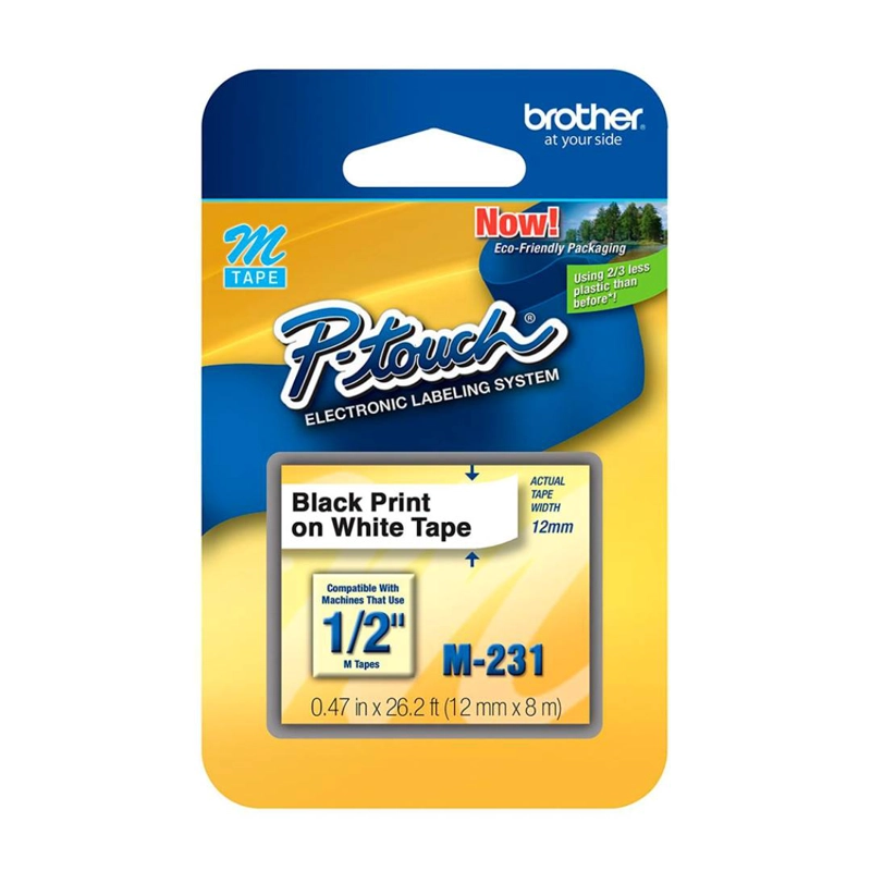 CINTA ETIQUETA BLANCA BROTHER M231 - TEXTO NEGRO - 1