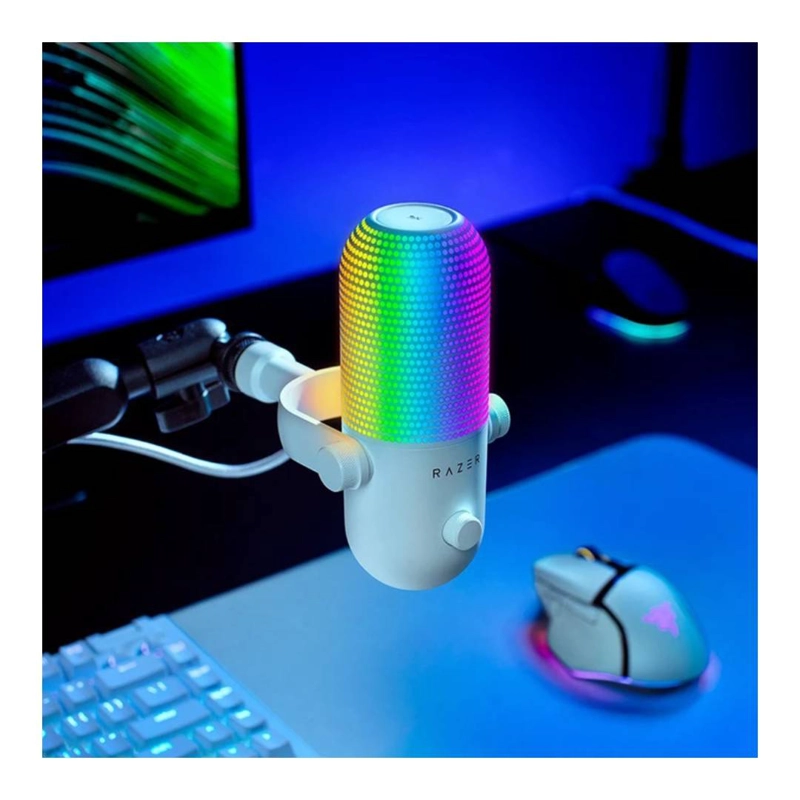 MICROFONO RAZER SEIREN V3 CHROMA MERCURY (WHITE) - 4