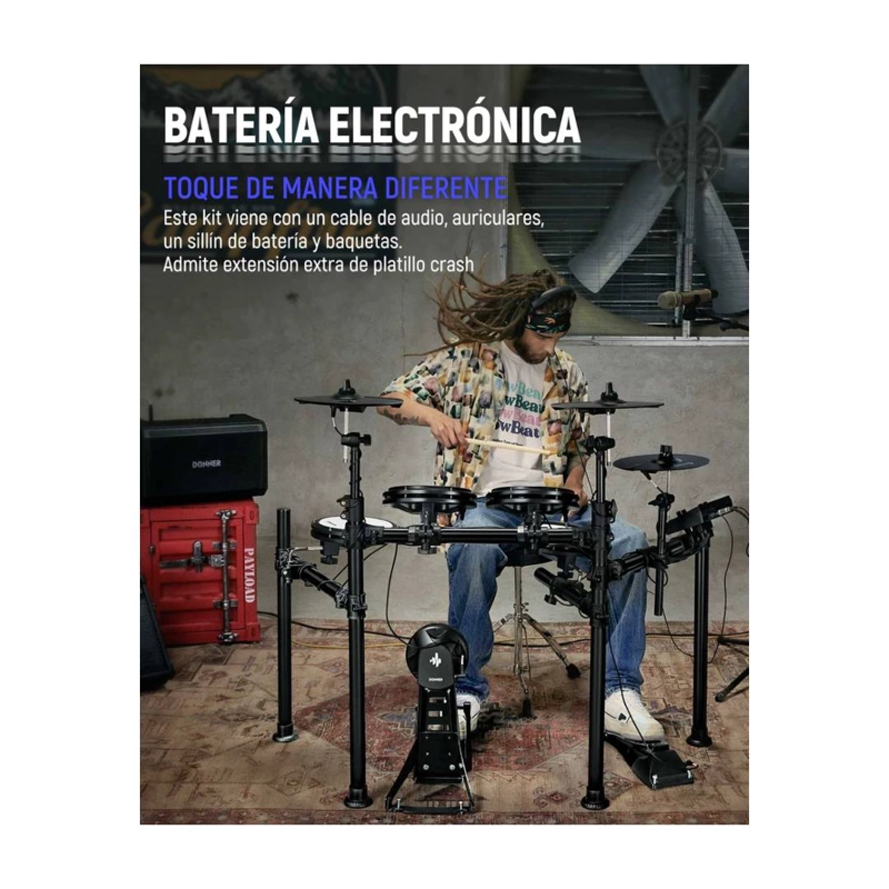 BATERIA ELECTRONICA DONNER DED-200 5 DRUMS 4 CYMBALS - 4