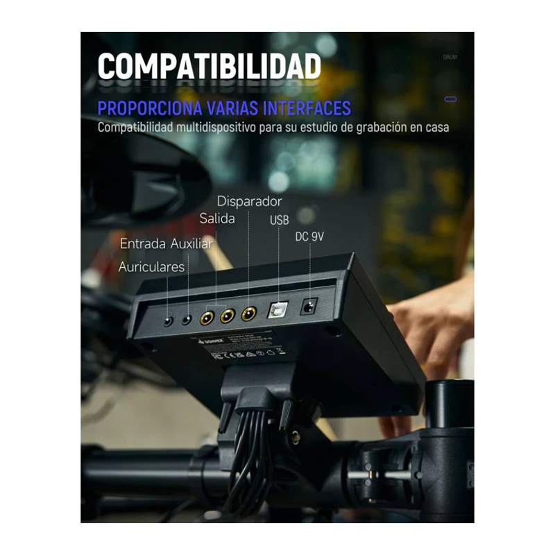 BATERIA ELECTRONICA DONNER DED-200 5 DRUMS 4 CYMBALS - 7