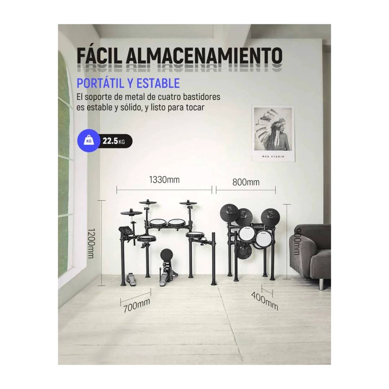 BATERIA ELECTRONICA DONNER DED-200 5 DRUMS 4 CYMBALS - 8