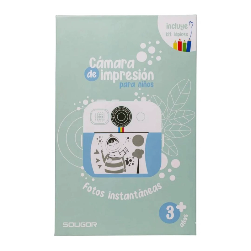 CAMARA SOLIGOR KIDS CELESTE CON IMPRESORA Y LAPICES - 6