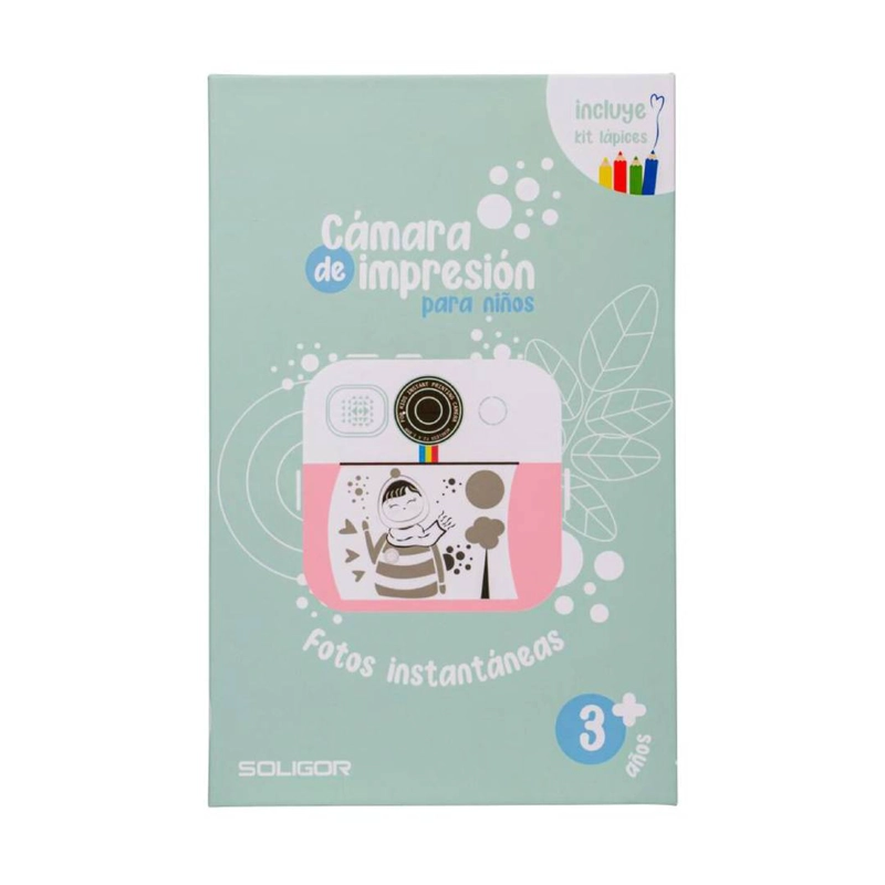 CAMARA SOLIGOR KIDS ROSADA CON IMPRESORA Y LAPICES - 5