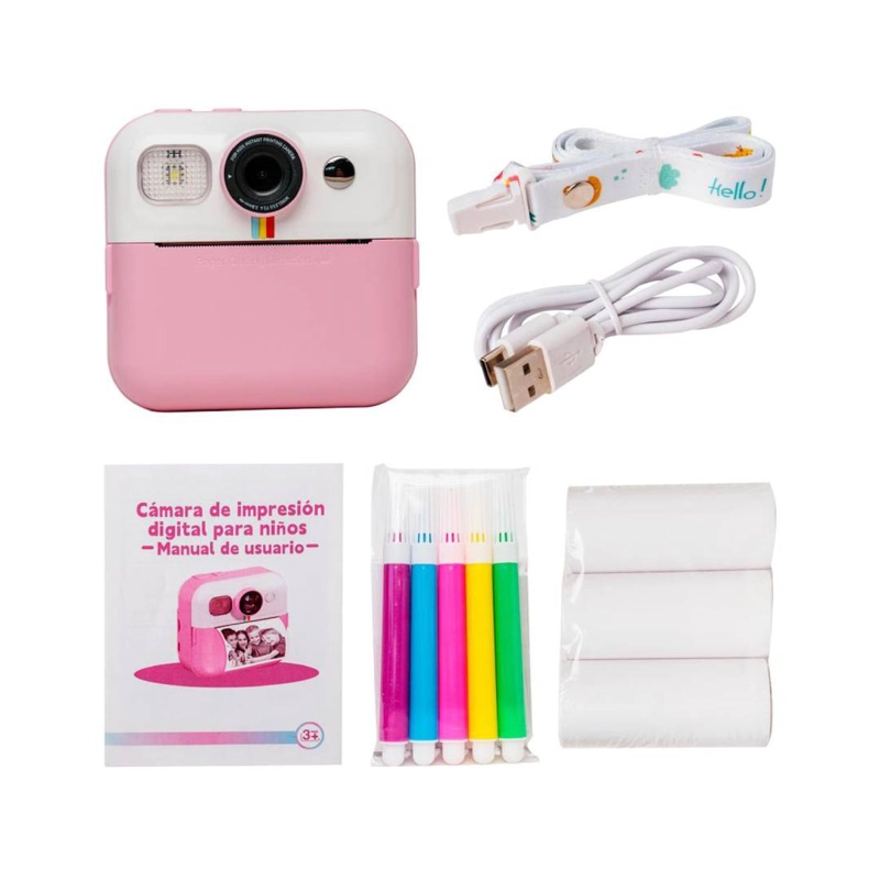 CAMARA SOLIGOR KIDS ROSADA CON IMPRESORA Y LAPICES - 6