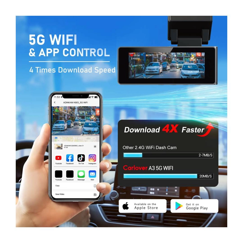 CAMARA DASHCAM 4K FUNCION GPS DELANTERA Y TRASERA WIFI - 3