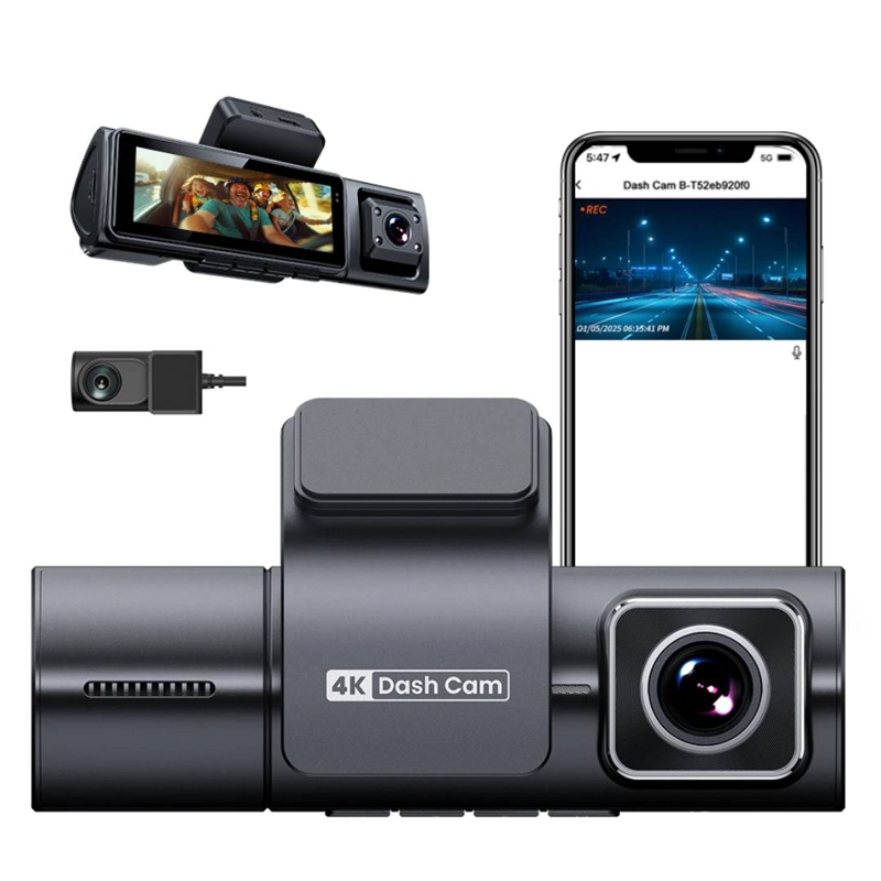 CAMARA DASHCAM 4K TRIPLE LENTE WIFI GPS VEHICULAR - 1
