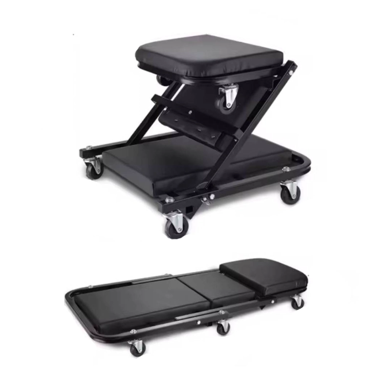 CAMILLA PLEGABLE PARA MECANICO CON RUEDAS Y ASIENTO NEGRO - 1