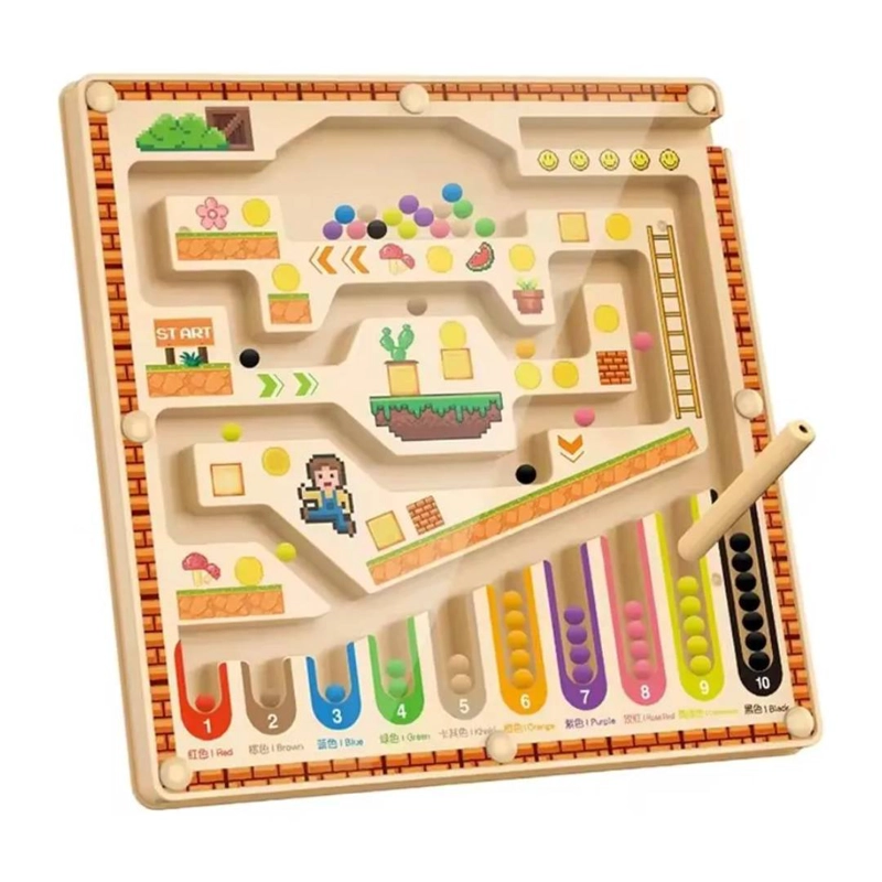 JUGUETE MONTESSORI MADERA LABERINTO NUMEROS Y COLORES - 1