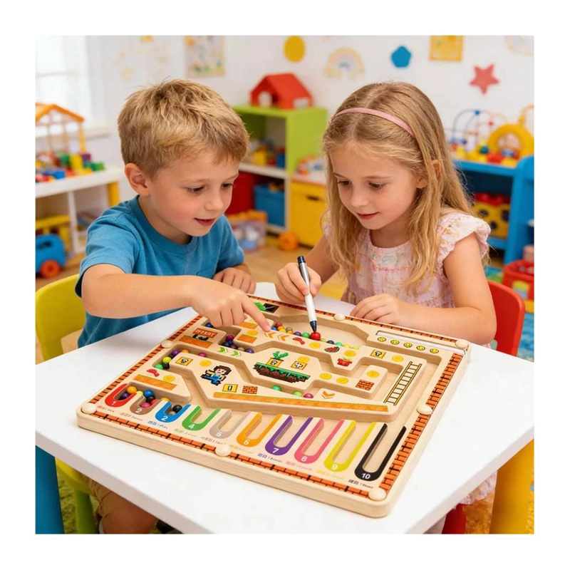 JUGUETE MONTESSORI MADERA LABERINTO NUMEROS Y COLORES - 2