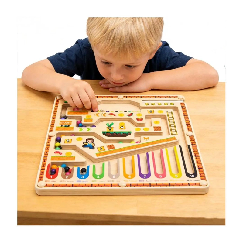 JUGUETE MONTESSORI MADERA LABERINTO NUMEROS Y COLORES - 4
