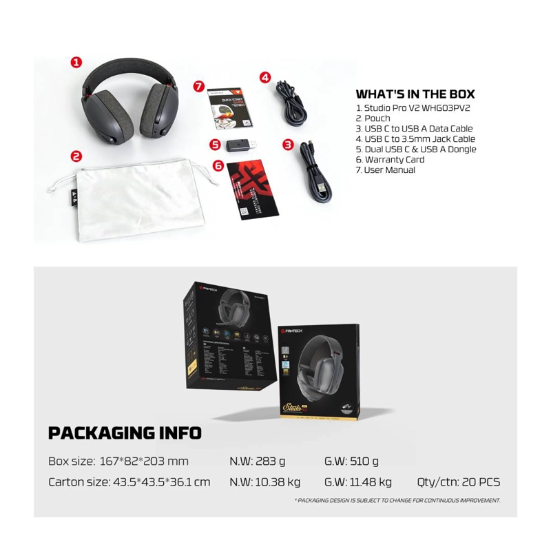 AUDIFONOS INALAMBRICOS FANTECH WHG03PV2 STUDIO PRO V2 7.1 - 6