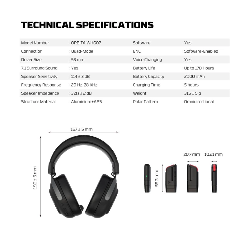 AUDIFONOS INALAMBRICOS FANTECH WHG07 ORBITA BLACK - 7