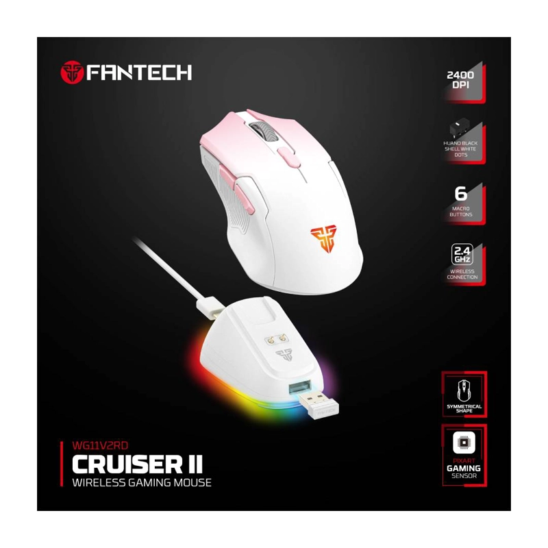 MOUSE INALAMBRICO FANTECH WG11V2RD CRUISER II PINK - 6