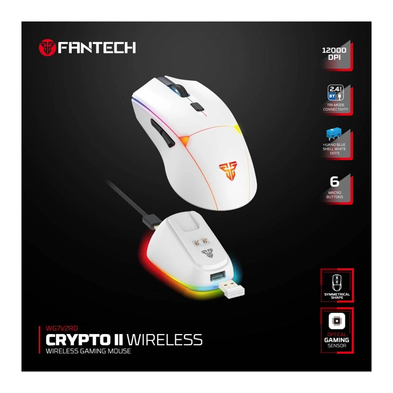 MOUSE INALAMBRICO FANTECH WG7V2RD CRYPTO II 12.000 DPI WHITE - 6